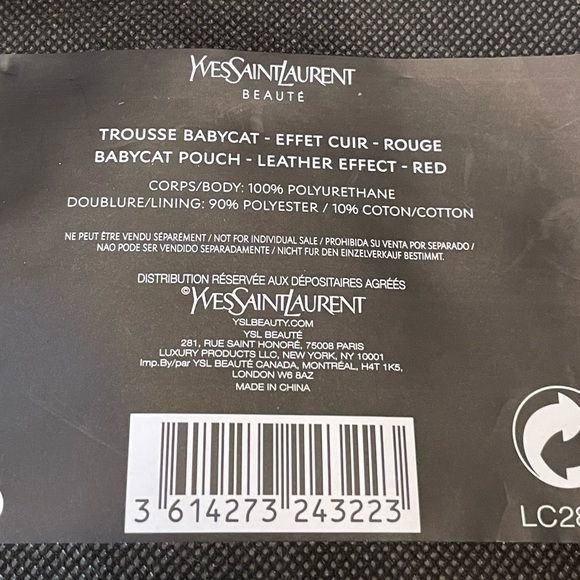 NIB Yves St. Laurent Beaute red cosmetic pouch - Picture 8 of 16
